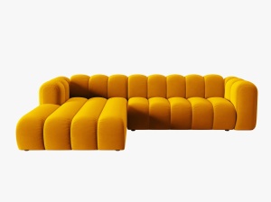 COLTAR MODULAR LUPIN, STANGA, 4 LOCURI, 288 CM, GALBEN 10, TAPITERIE DIN CATIFEA, DESIGN DEOSEBIT - Img 1