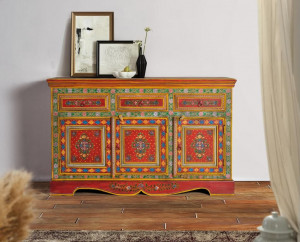 COMODA 140CM, MULTICOLOR, DIN LEMN DE MANGO, PICTATE MANUAL, GINER Y COLOMER - Img 1