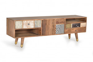 COMODA TV AMELIA 6129, MULTICOLORA, DIN LEMN DE MANGO CU DIFERITE FINISAJE, STIL INDUSTRIAL G&C - Img 5