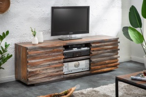 COMODA TV, RELIEF 150CM, DIN LEMN SHEESHAM, DESIGN RETRO - Img 1