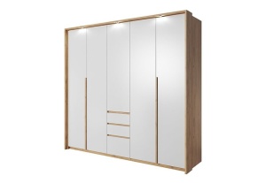 DULAP DORMITOR CU LED XELO 230 ALB/STEJAR AURIU DESIGN SCANDINAV LSK - Img 2
