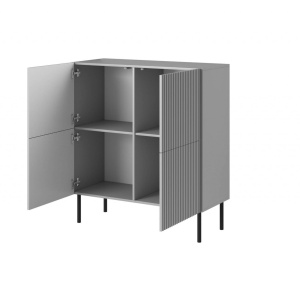 DULAP LIVING ASENSIO KM-2, 100X110 CM, GRI DESCHIS/NEGRU, MDF LAMINAT, PAL SI METAL, STIL MODERN - Img 3
