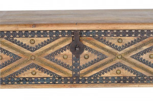 LADA PENTRU DEPOZITARE/CUFAR ARVIN 116CM, MARO/NEGRU, LEMN DE MANGO SI DETALII DIN BRONZ, STIL VINTAGE G&C - Img 7