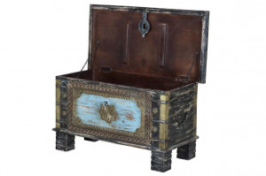 LADA PENTRU DEPOZITARE/CUFAR BARROCO, MULTICOLOR, LEMN DE MANGO, STIL VINTAGE G&C - Img 2