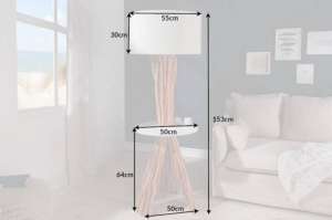 LAMPADAR SERVANT 153CM DIN LEMN SI IN, ALB/NATURAL, COD 40400 - Img 7