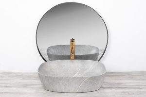LAVOAR REA FREJA, EFECT DE PIATRA GRI, 50 CM, DIN CERAMICA, CALITATE SUPERIOARA - Img 3