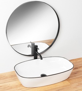 LAVOAR REA JOVITA, 60 CM, ALB/NEGRU, DIN CERAMICA, CALITATE SUPERIOARA - Img 1