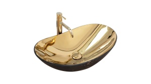 LAVOAR REA ROYAL, AURIU/EFECT DE MARMURA NEAGRA MATA, 60,5 CM, DIN CERAMICA, CALITATE SUPERIOARA - Img 2