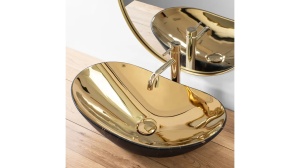 LAVOAR REA ROYAL, AURIU/EFECT DE MARMURA NEAGRA MATA, 60,5 CM, DIN CERAMICA, CALITATE SUPERIOARA - Img 4