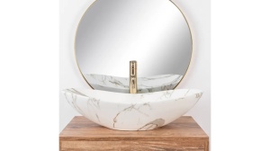 LAVOAR REA ROYAL, LAVA MAT, 60,5 CM, EFECT DE MARMURA ALBA MATA, DIN CERAMICA, CALITATE SUPERIOARA - Img 2