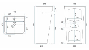 LAVOAR REA STATIV ARIS, 83 CM, EFECT DE MARMURA ALBA, DIN CERAMICA, CALITATE SUPERIOARA - Img 7