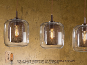 LUSTRA/PLAFONIERA FOX, CU TELECOMANDA, 107 CM, CIOCOLATIU/TRANSPARENT, DIN METAL SI STICLA, STIL MODERN - Img 2
