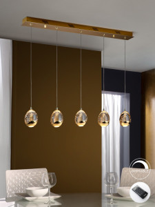 LUSTRA/PLAFONIERA ROCIO, CU TELECOMANDA, 96 CM, AURIU/SAMPANIE, DIN STICLA SI METAL, STIL MODERN - Img 1