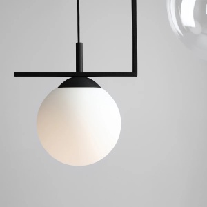 LUSTRA ZAC, 2 BRATE, 110 CM, NEAGRA, DIN STICLA SI METAL, STIL MODERN - Img 4