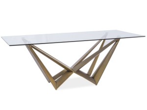 MASA DINING ASTON, TRANSPARENT/CUPRU, 200 CM, BLAT DIN STICLA SECURIZATA SI PICIOARE DIN MDF, STIL MODERN - Img 2