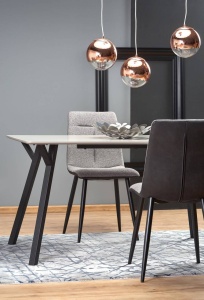 MASA DINING BALROG, GRI DESCHIS/NEGRU, 140/80 CM, BLAT DIN MDF LACUIT SI PICIOARE DIN METAL, STIL MODERN - Img 3