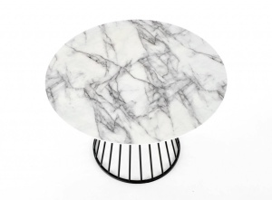 MASA DINING BRODWAY, CU EFECT DE MARMURA ALBA/NEGRU, 110 CM, BLAT DIN MDF SI PICIOR DIN METAL, STIL MODERN - Img 6