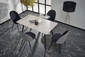 MASA DINING EXTENSIBILA BALROG 2, GRI DESCHIS/NEGRU, 140/180 CM, BLAT DIN MDF LACUIT SI PICIOARE DIN METAL, STIL MODERN - Img 2