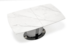 MASA DINING EXTENSIBILA DANCAN, CU EFECT DE MARMURA ALBA/GRI/NEGRU, 160/220 CM, DIN CERAMICA SI METAL, STIL MODERN - Img 5