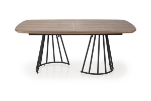 MASA DINING EXTENSIBILA EVERTON, NUC/NEGRU, 180/200 CM, BLAT DIN MDF SI PICIOARE DIN METAL, STIL MODERN - Img 8
