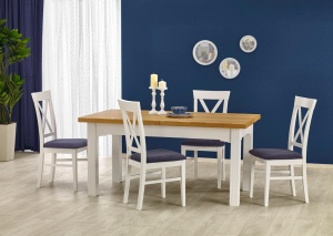 MASA DINING EXTENSIBILA LEONARDO, STEJAR MIERE/ALB, 160/250 CM, BLAT DIN PAL SI PICIOARE DIN FURNIR, STIL CLASIC, HALMAR - Img 2