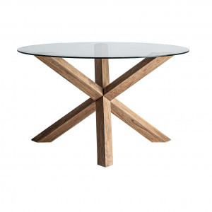 MASA DINING INARI ROUND REF. 21800, DIN LEMN MASIV SI STICLA, STIL MODERN, VIC - Img 2
