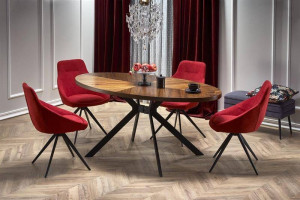 MASA DINING LOCARNO, NUC/NEGRU, 170 CM, BLAT DIN MDF SI PICIOARE DIN METAL, STIL CLASIC, HALMAR - Img 1