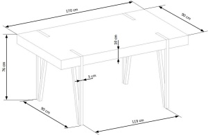 MASA DINING YOHANN, STEJAR SAN REMO/NEGRU, 170 CM, BLAT DIN MDF SI PICIOARE DIN METAL, STIL VINTAGE - Img 7