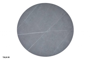 MASA LIVING/DINING TALIA, 90 CM, EFECT DE MARMURA GRI MAT/NEGRU, BLAT DIN CERAMICA SI PICIOARE DIN METAL, STIL MODERN - Img 3