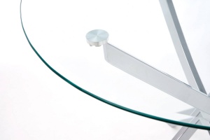 MASA LIVING RAYMOND, TRANSPARENT/CROM, 100 CM, BLAT DIN STICLA SI PICIOARE DIN METAL, STIL MODERN, HALMAR - Img 4