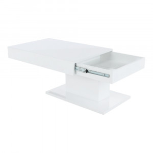 MASUTA DE CAFEA DIKARO, ALB CU EXTRA LUCIU, STIL MODERN, TK - Img 4