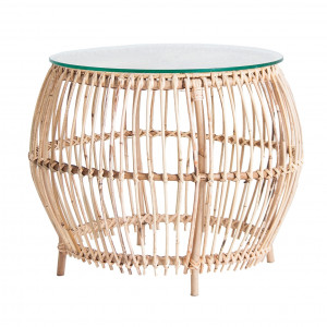 MASUTA DE CAFEA LAYNA REF. 27654, DIN RATTAN SI STICLA, STIL VINTAGE, VIC - Img 1