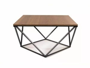 MASUTA DE CAFEA SILVER A, 80 CM, NUC/NEGRU, BLAT DIN MDF, FURNIR SI CADRU DIN METAL, STIL MODERN - Img 1