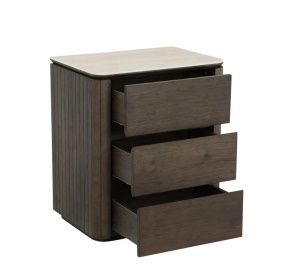 NOPTIERA RITZ CU 3 SERTARE, 8633, CONFECTIONATA DIN TRAVERTIN CERAMIC, FURNIR DE STEJAR MDF, LEMN RECICLAT, SI METAL, RICHMOND INTERIORS - Img 2