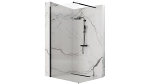 PARAVAN DE DUS REA AERO INTIMO WALK IN, 100CM, NEGRU MAT, DIN STICLA, CALITATE SUPERIOARA - Img 1