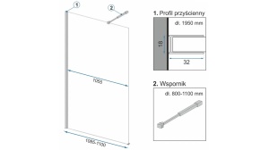 PARAVAN DE DUS REA AERO OMBRE, 110CM, NEGRU/NEGRU, DIN STICLA, CALITATE SUPERIOARA - Img 6