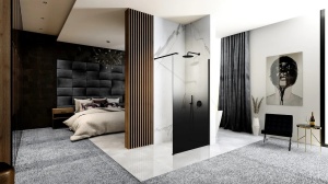 PARAVAN DE DUS REA AERO OMBRE, 120CM, NEGRU/NEGRU, DIN STICLA, CALITATE SUPERIOARA - Img 4