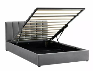 PAT DORMITOR MONTREAL, CU SPATIU DE DEPOZITARE, 140 CM, GRI TAP 192, TAPITERIE DIN CATIFEA, STIL MODERN - Img 5