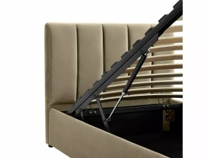 PAT DORMITOR MONTREAL, CU SPATIU DE DEPOZITARE, 90 CM, BEJ BLUVEL 28, TAPITERIE DIN CATIFEA, STIL MODERN - Img 3