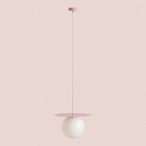 PENDUL LOOP L, 200 CM, ROZ, DIN STICLA SI METAL, STIL MODERN - Img 1