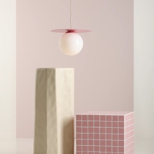 PENDUL LOOP M, 200 CM, ROZ, DIN STICLA SI METAL, STIL MODERN - Img 2