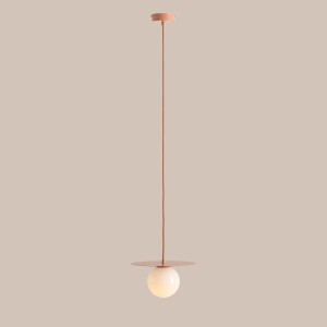 PENDUL LOOP S, 200 CM, CORAL, DIN STICLA SI METAL, STIL MODERN - Img 1
