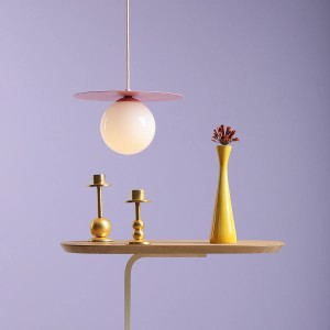 PENDUL LOOP S, 200 CM, ROZ, DIN STICLA SI METAL, STIL MODERN - Img 3