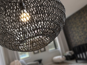 PENDUL MAON, 50 CM, NEGRU/NEGRU, DIN METAL SI FIBRE DE HARTIE, STIL MODERN - Img 2