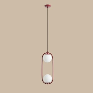 PENDUL RIVA 2, 200 CM, ROSU, DIN STICLA SI METAL, STIL MODERN - Img 1