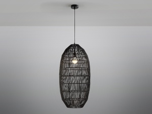PENDUL TIZNE, 39 CM, NEGRU/NEGRU, DIN METAL SI FIBRE DE HARTIE, STIL MODERN - Img 4