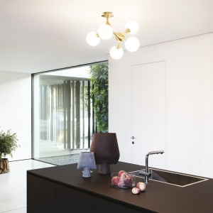PLAFONIERA NODI PL5, ALAMA/ALB, DIN METAL, STIL MODERN - Img 3