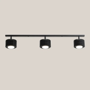 PLAFONIERA TULL, 3 BRATE, 14 CM, NEAGRA, DIN LEMN SI METAL, STIL MODERN - Img 1