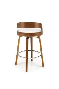 SCAUN DE BAR H110, CREM/NUC/CROM, TAPITERIE BOUCLE SI PICIOARE DIN LEMN SI METAL, STIL MODERN - Img 4