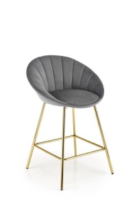 SCAUN DE BAR H112, GRI/AURIU, TAPITERIE DIN CATIFEA SI PICIOARE DIN METAL, STIL MODERN - Img 1
